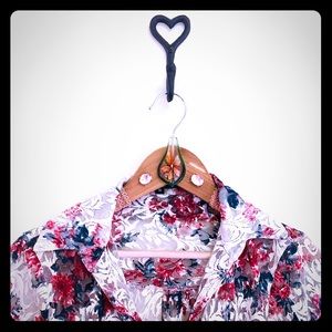 Sline Floral Lace Button Up Shirt, Size S